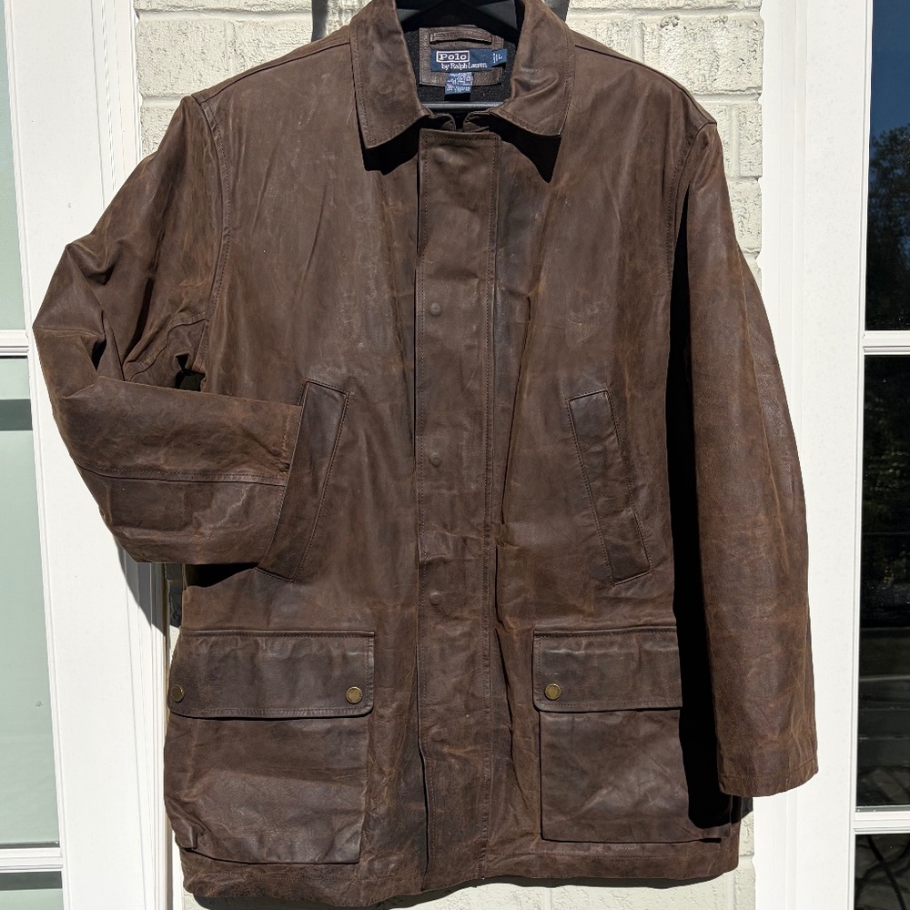 Polo Ralph Lauren leather field barn jacket brown Large